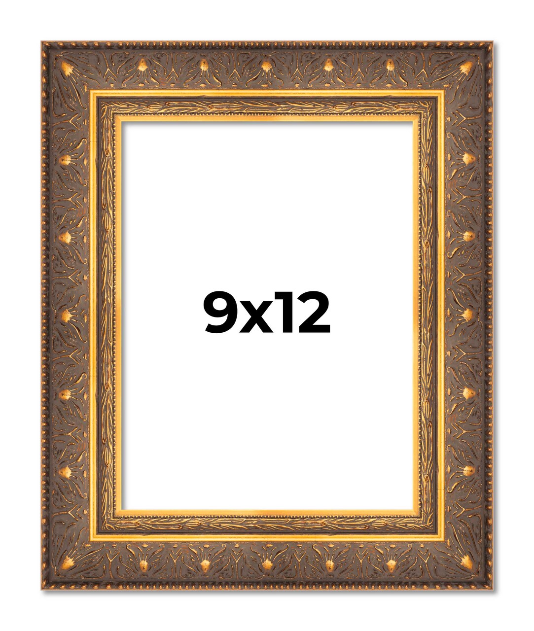 Photo Size Museum Gold Picture Frame - UV Acrylic, Foam Board Backing, Hanging Hardware